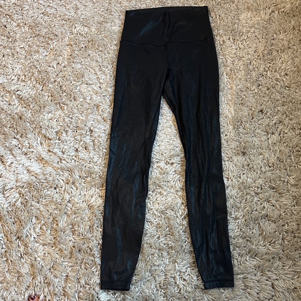 lululemon Align High Rise Pant 28 in Inseam Radiant Foil Print Black Night shine